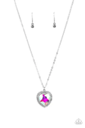 Paparazzi Sweethearts Stroll - Multi Iridescent Heart Necklace