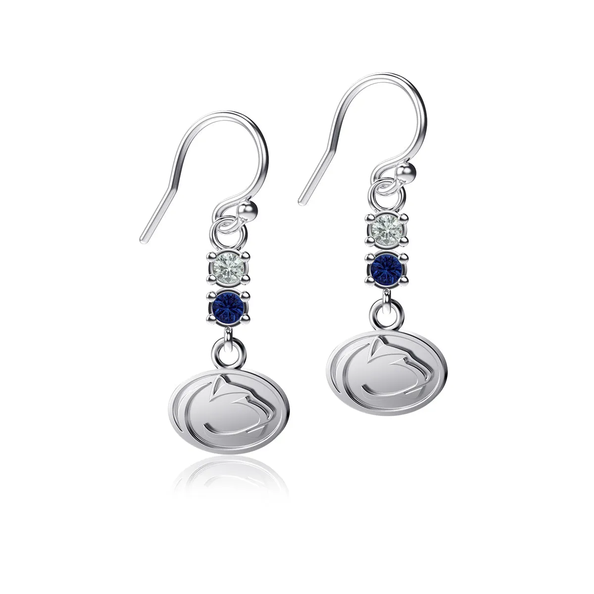 Penn State University Crystal Dangle Earrings - Silver