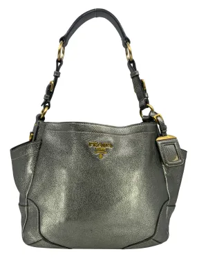 Prada Side Pocket Zip Vitello Daino Zip Hobo Bag