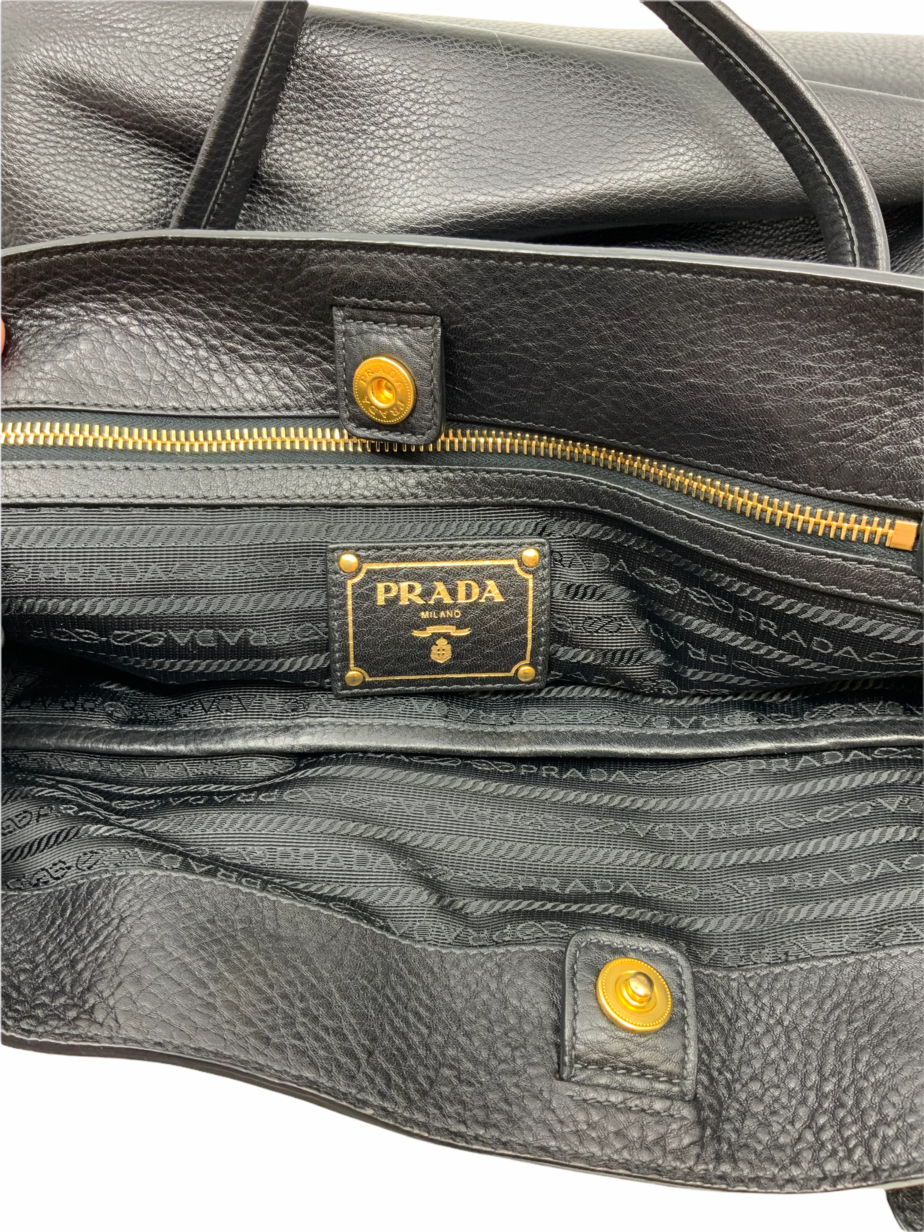 Prada Vitello Daino Leather Side Zip Tote