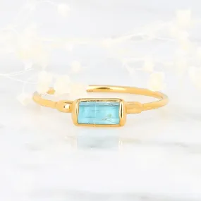 Raw Aquamarine Baguette Ring