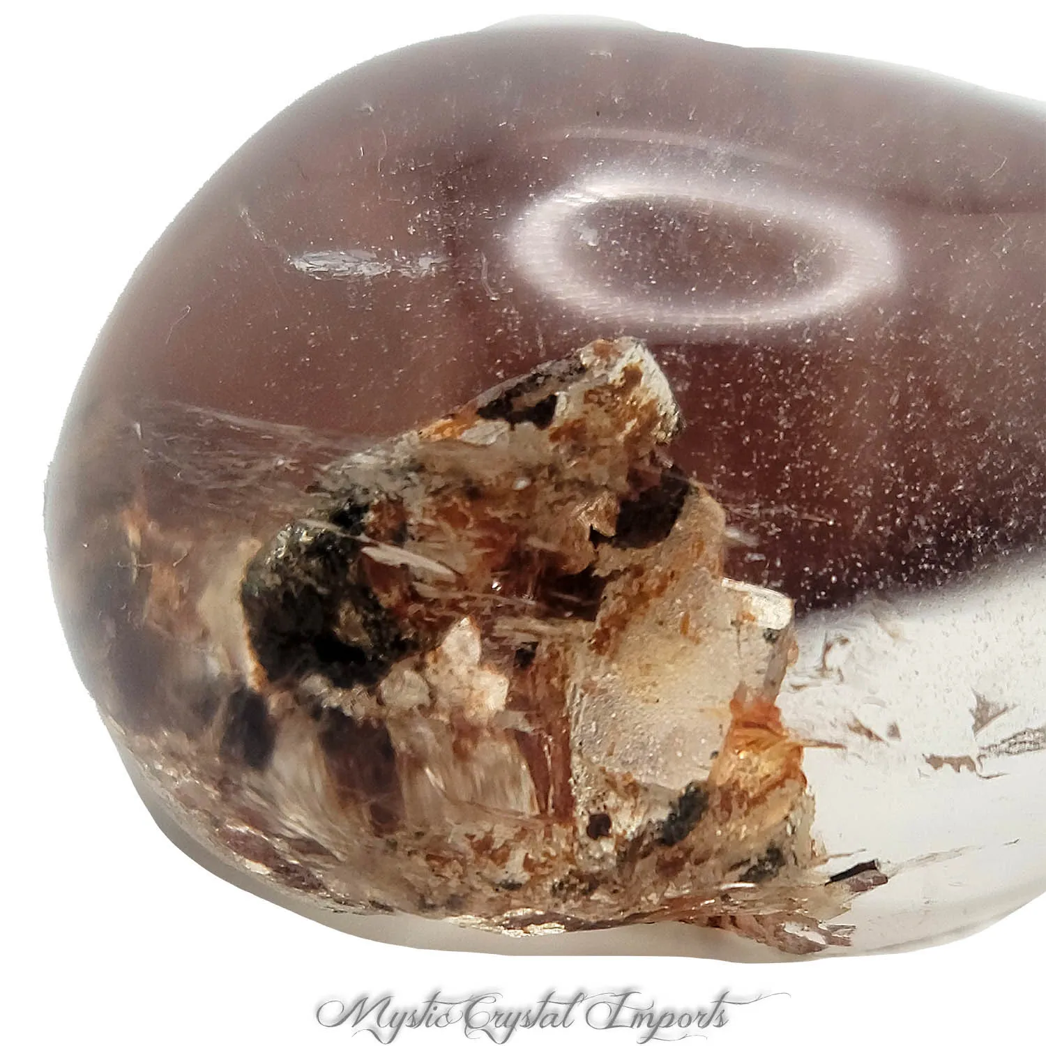 Red Lodolite Quartz Crystal Meditation Stone