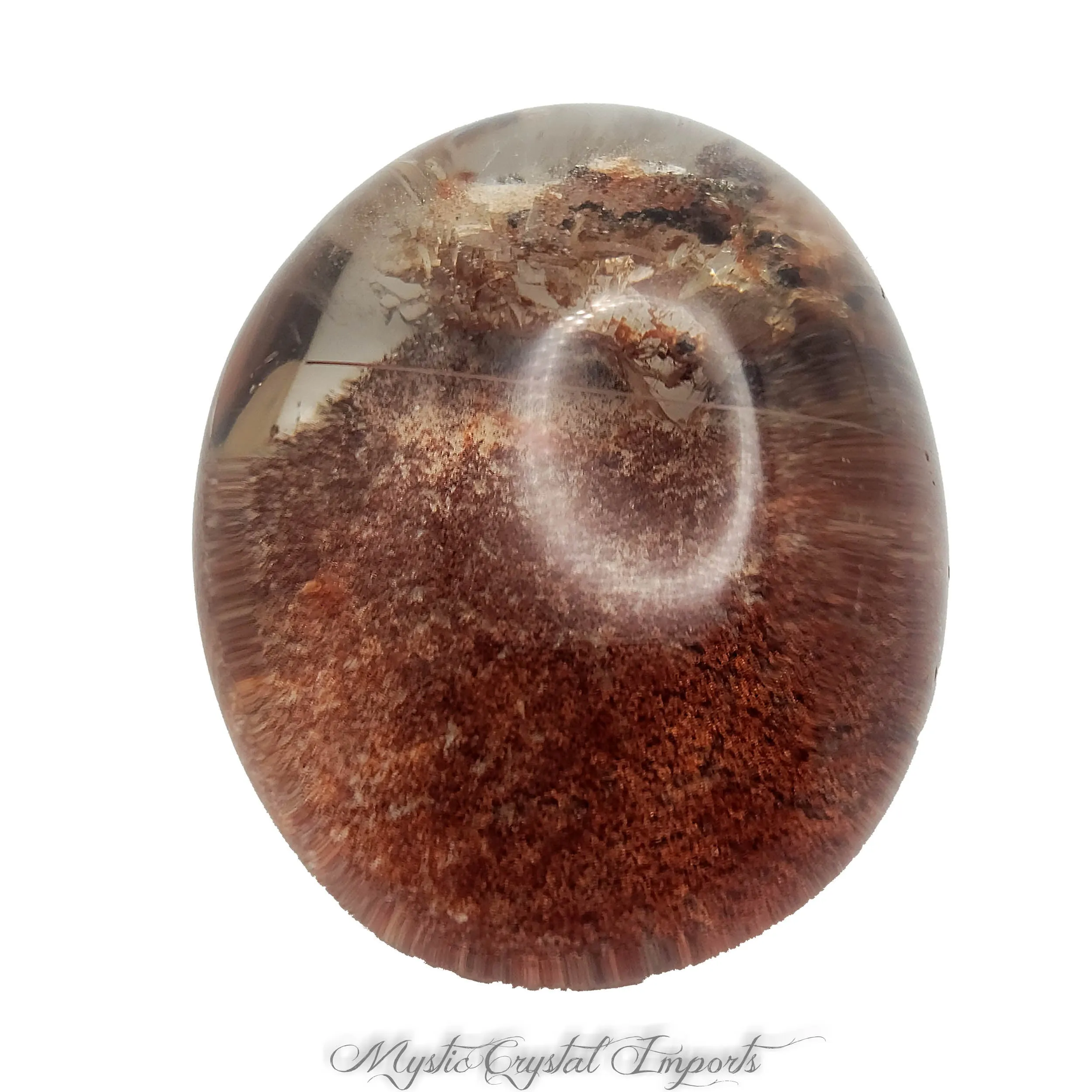 Red Lodolite Quartz Crystal Meditation Stone