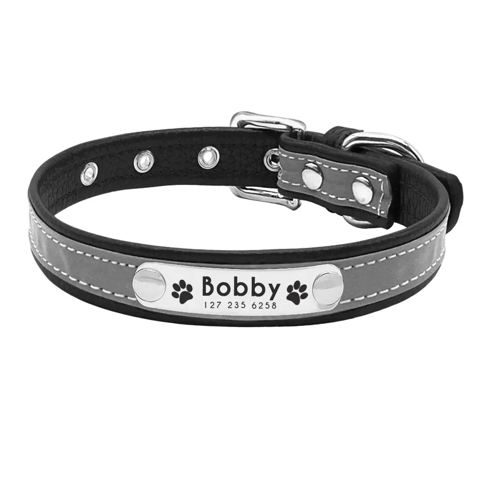 Reflective Pet Dog Custom Collar Adjustable Free Engraved Small Medium Dogs Cats Puppy Kitten Necklace Nameplate ID Tag Collars