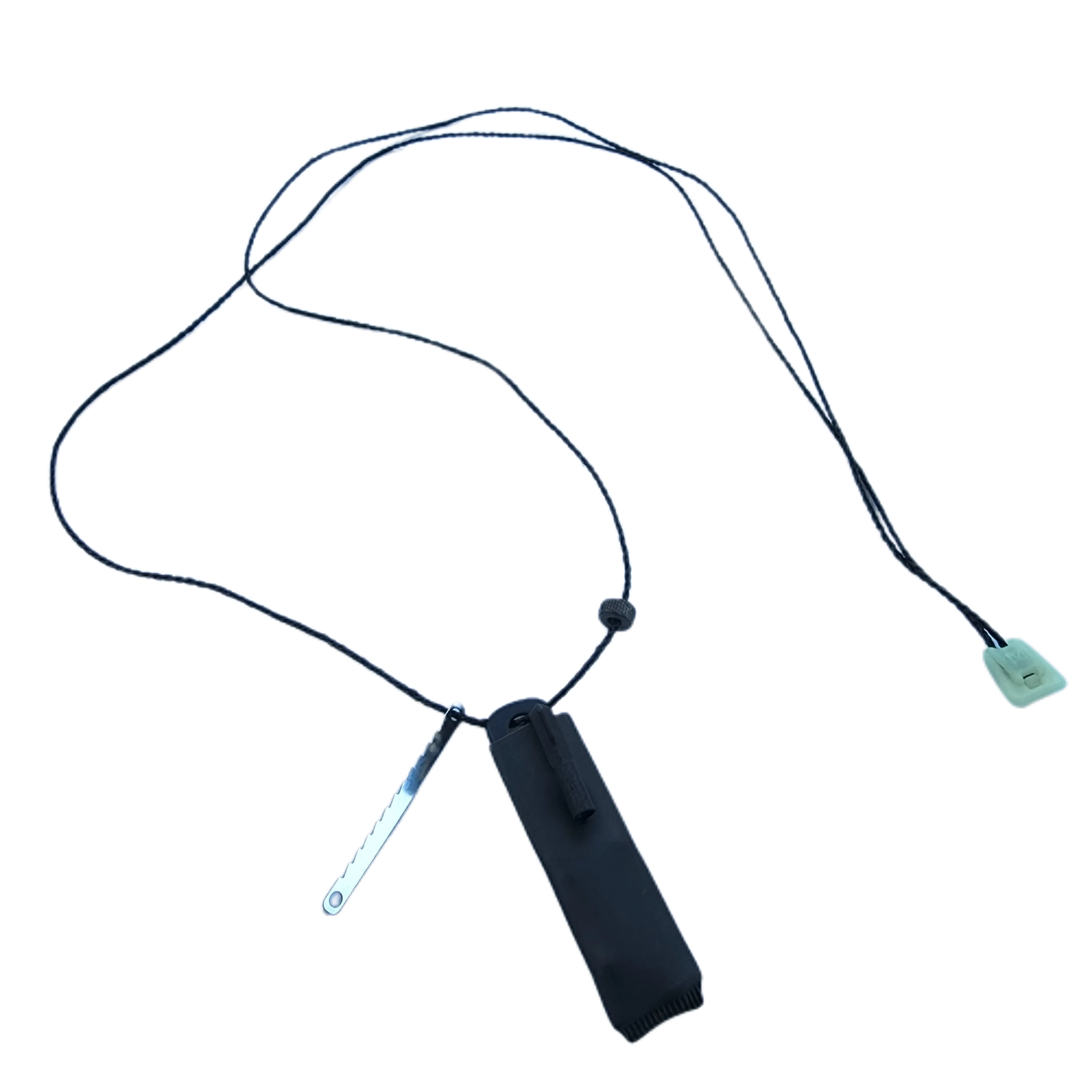 SERE Lanyard: Escape Implements and EDC Tools secured around a kevlar friction saw necklace.