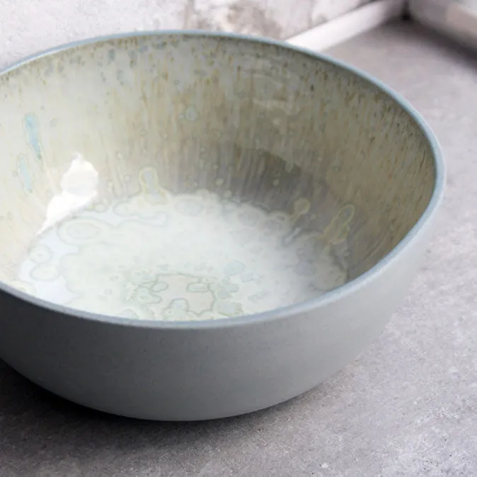 Serving Bowl, Stone Blue w/ crystal glaze