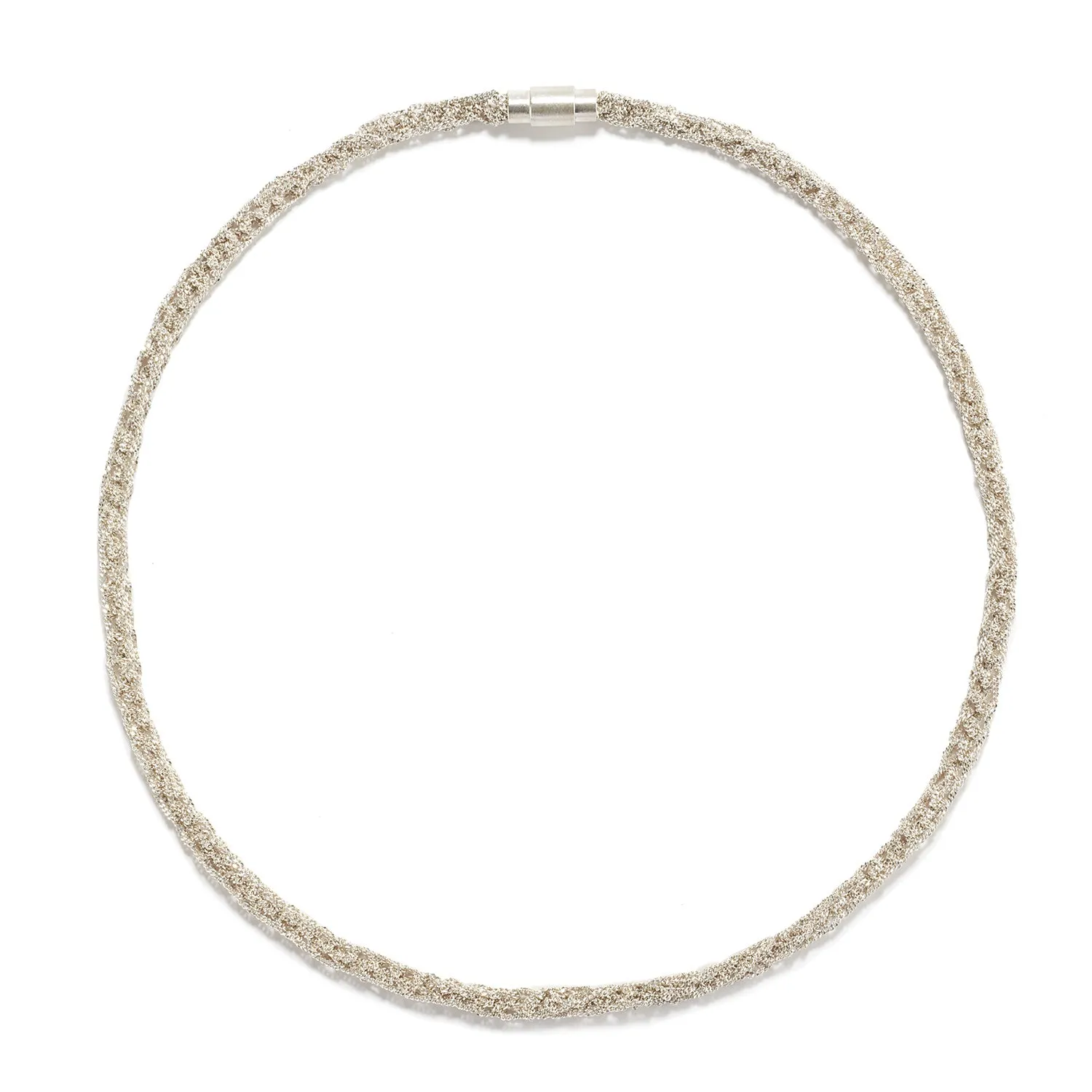 Short Knitted Silver Necklace