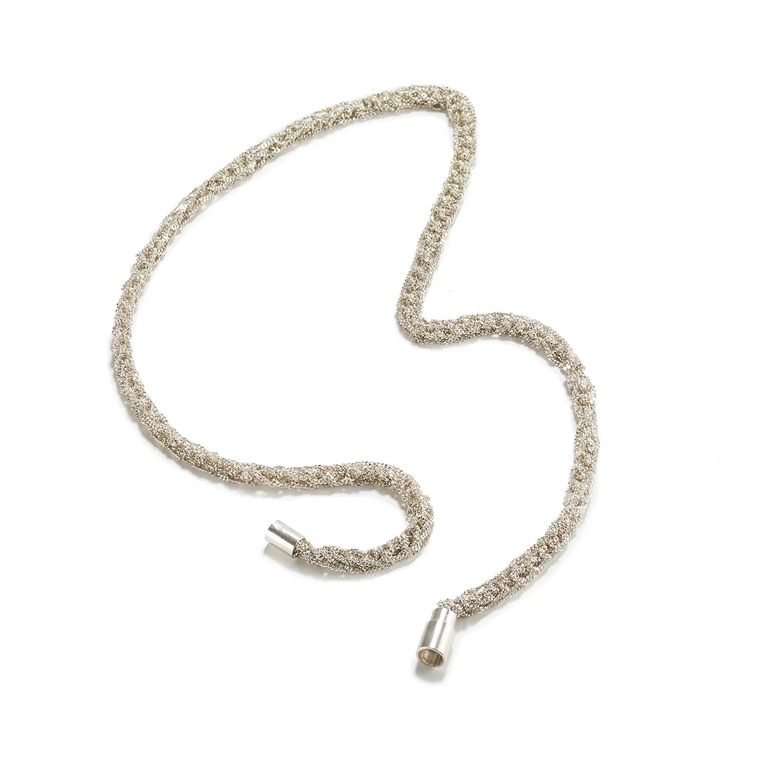 Short Knitted Silver Necklace