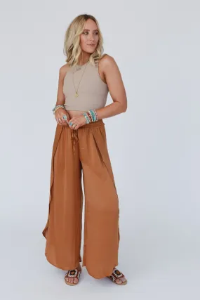 Stasia Satin Pants - Camel