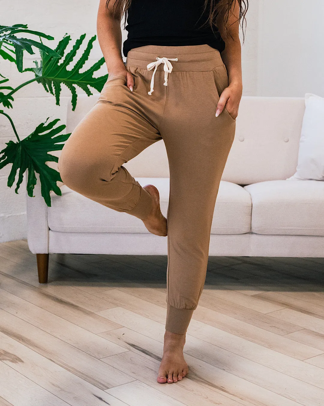 Super Stretch Comfy Joggers - Camel