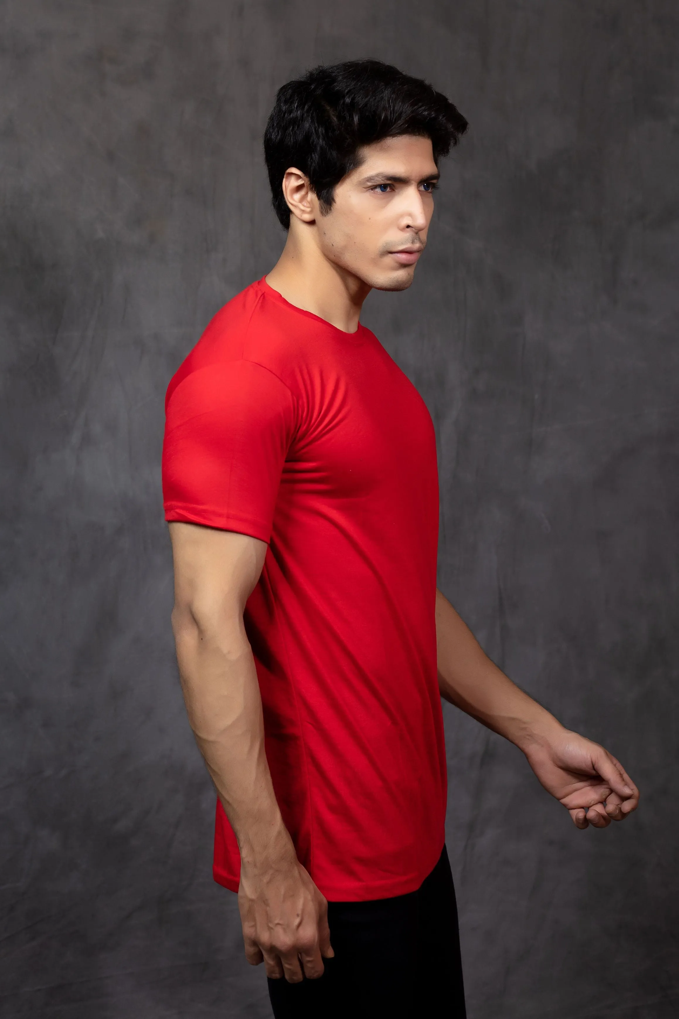 T-shirt - Best Men Red Solid Round Neck Pure Cotton