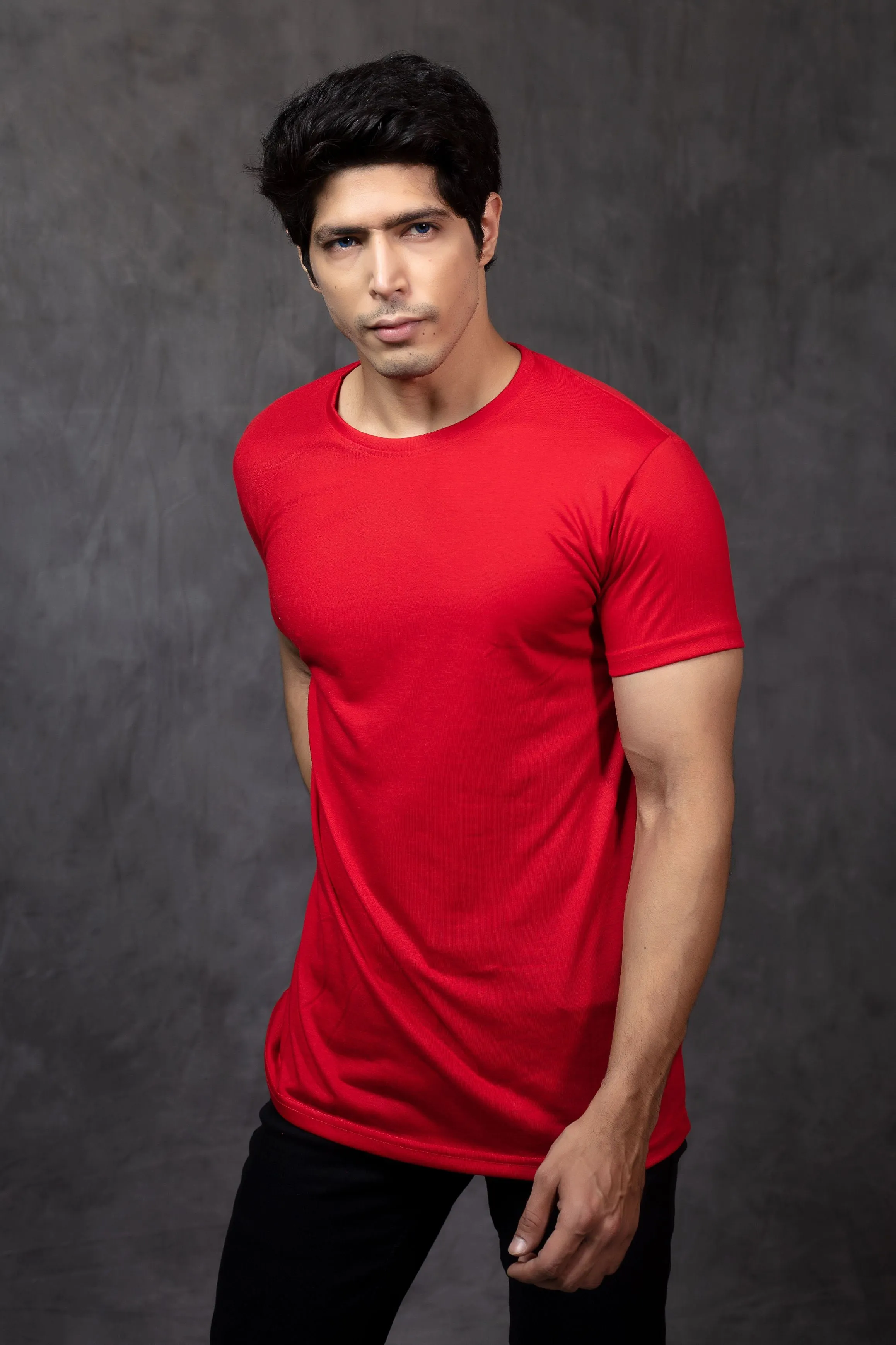 T-shirt - Best Men Red Solid Round Neck Pure Cotton