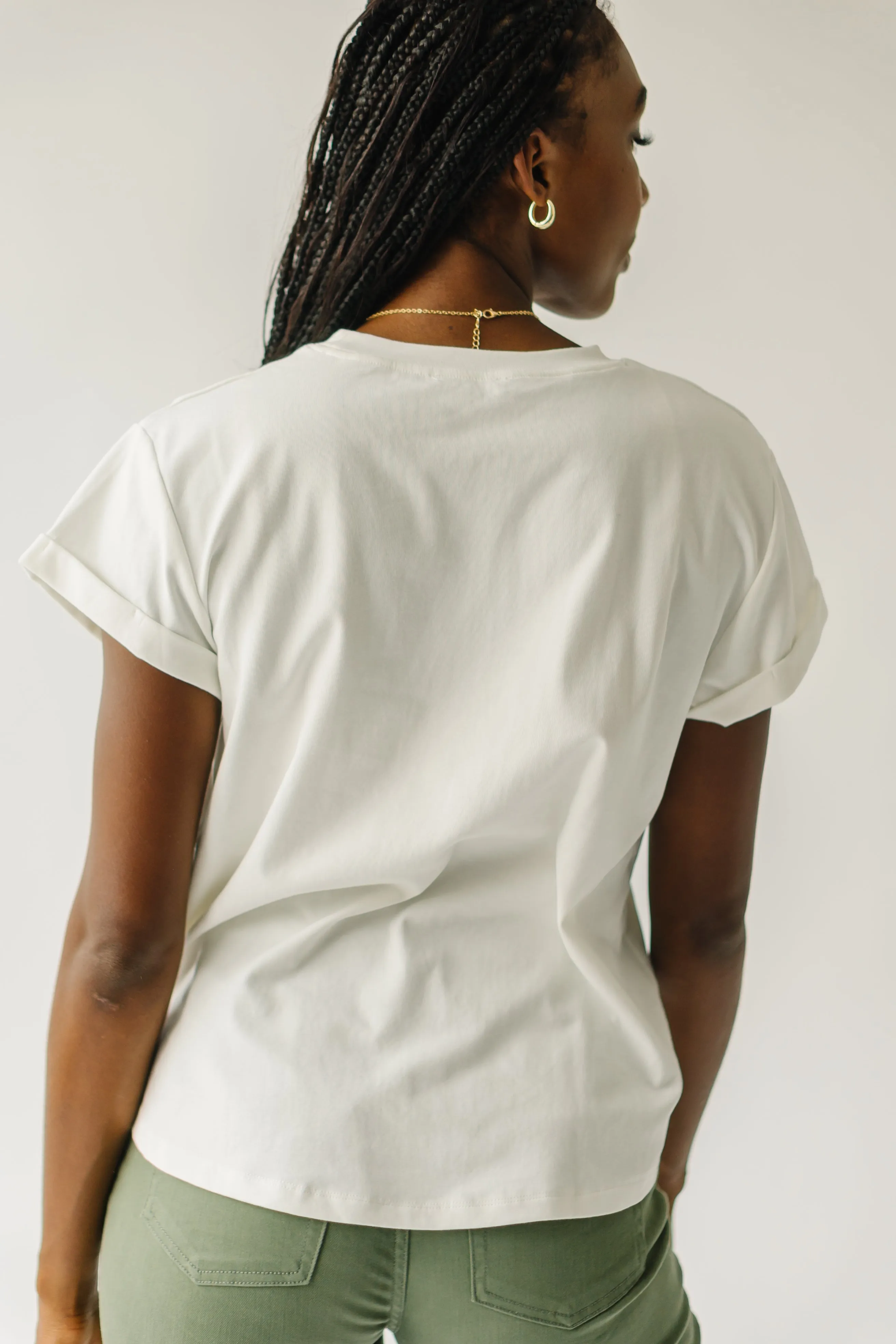 The Ellington Cuffed Sleeve Tee in White