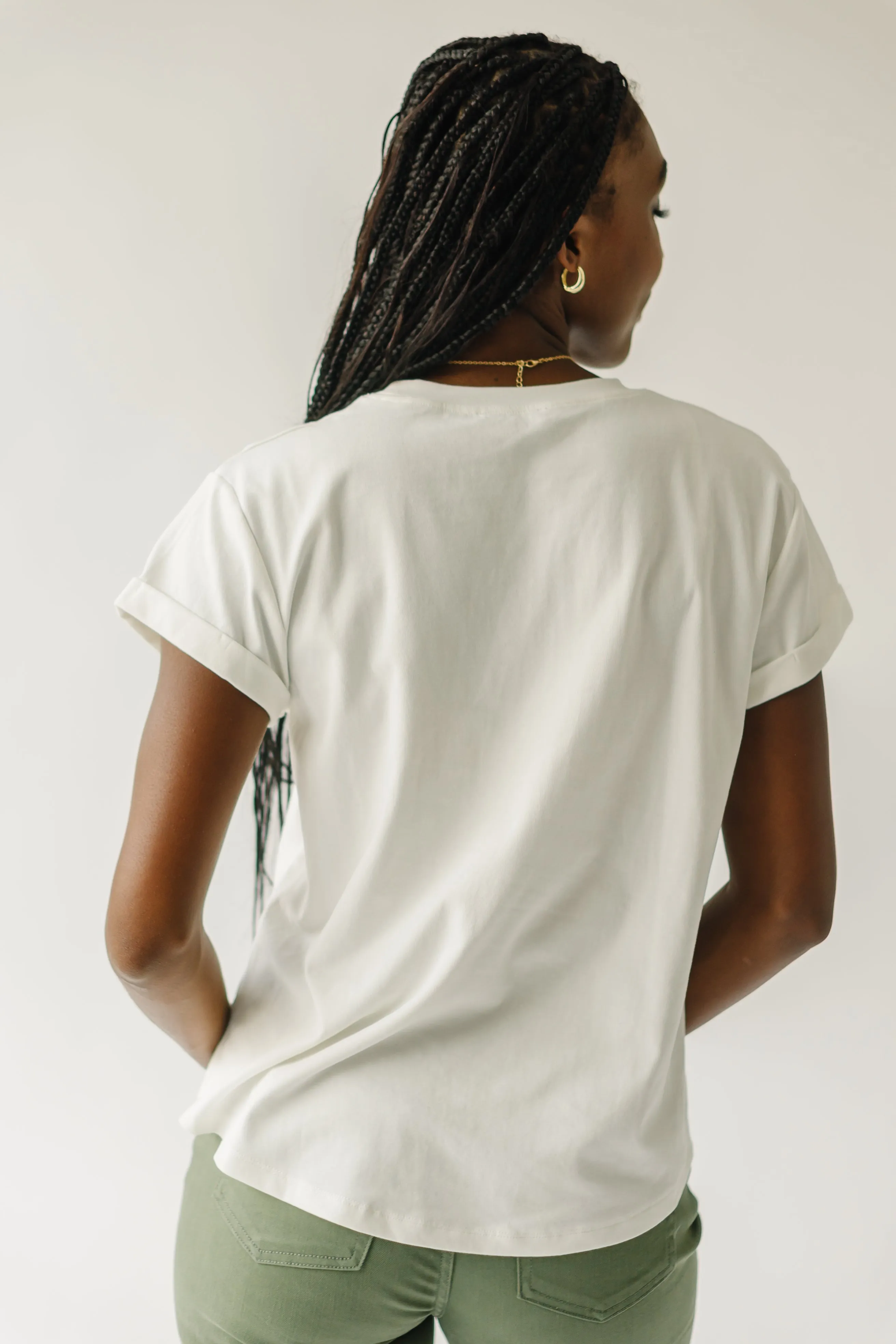 The Ellington Cuffed Sleeve Tee in White