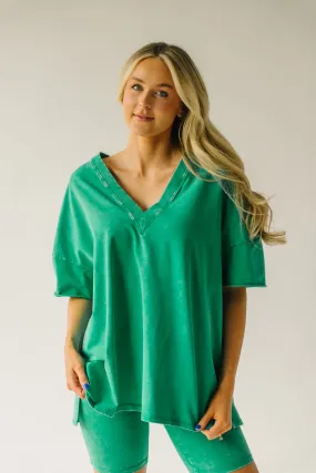 The Kynaston V-Neck Drop Sleeve Tee in Kelly Green