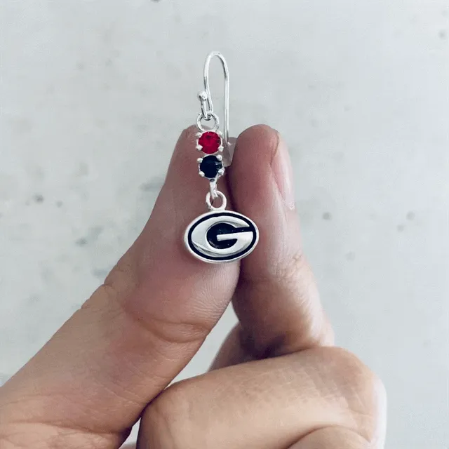 University of Georgia Crystal Dangle Earrings - Silver