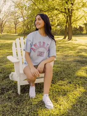 USA Mega Arch Light Blue Thrifted Tee