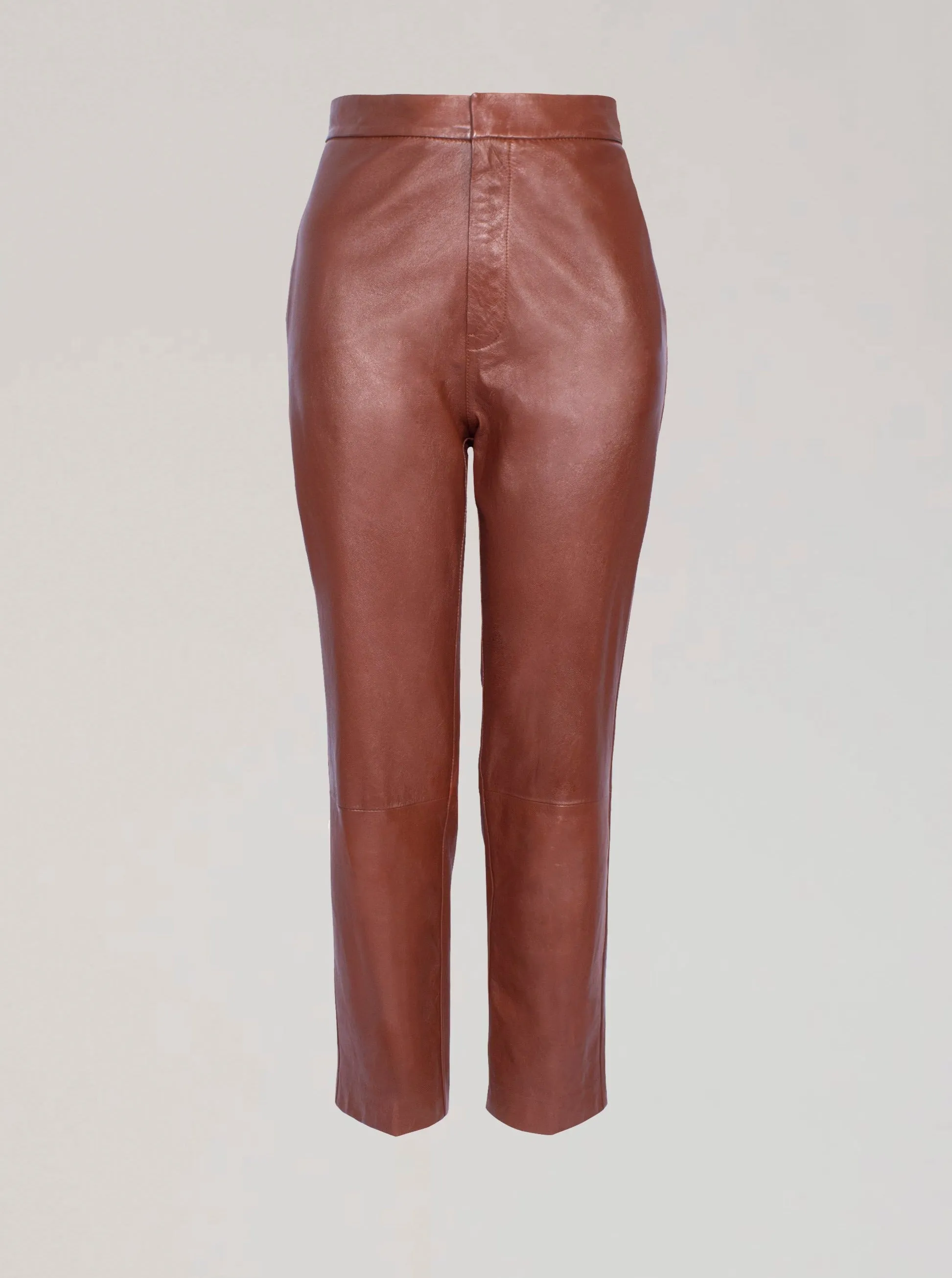 VICTORIA SLIM LEATHER PANT - WHISKEY