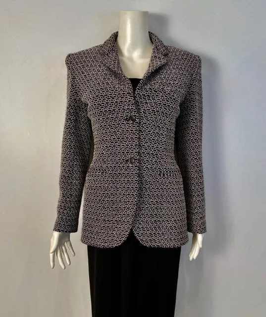 Vintage NWOT Chanel 98P, 1998 Spring black white blazer jacket FR 40 US 4/6