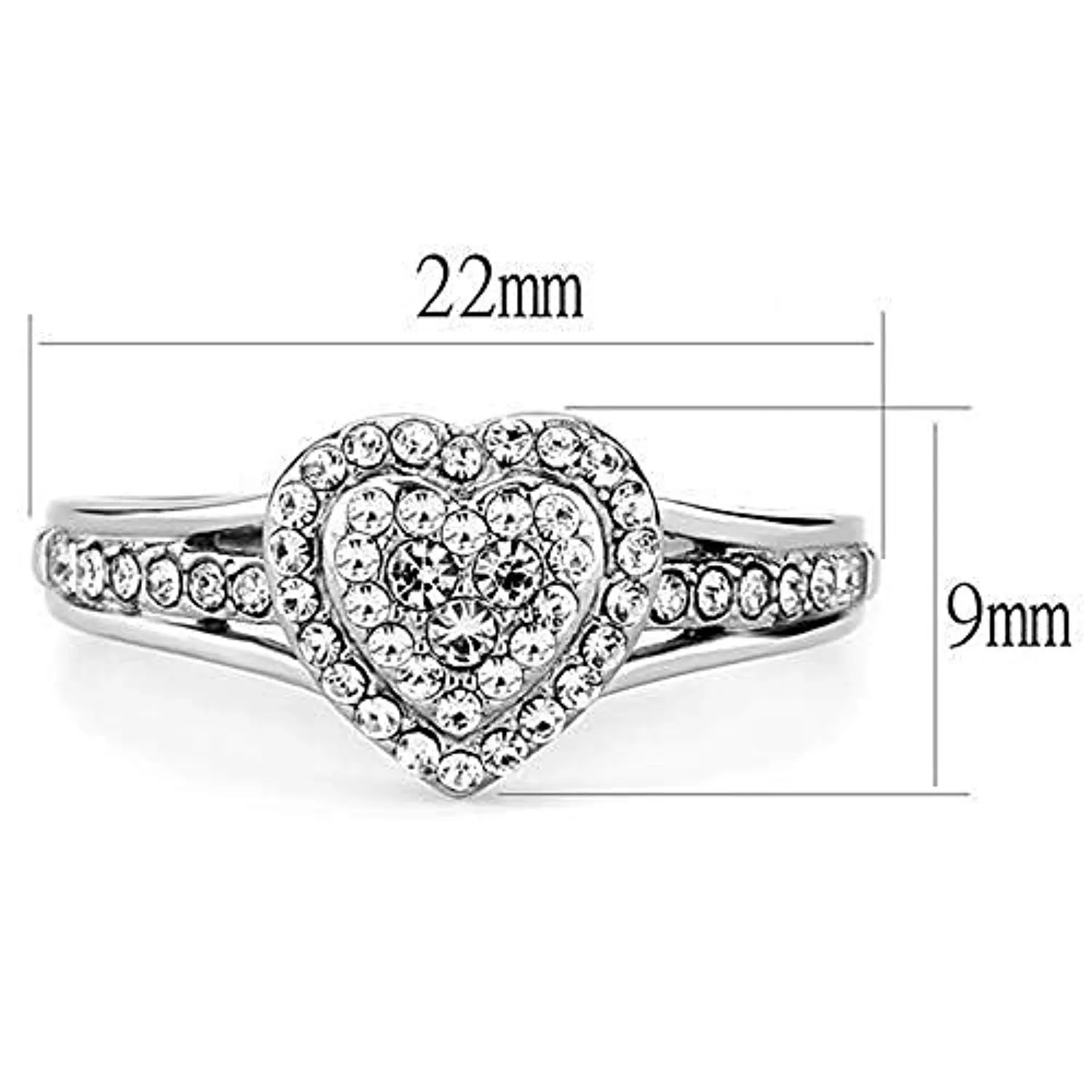 WildKlass Stainless Steel Ring High Polished Women Top Grade Crystal Clear