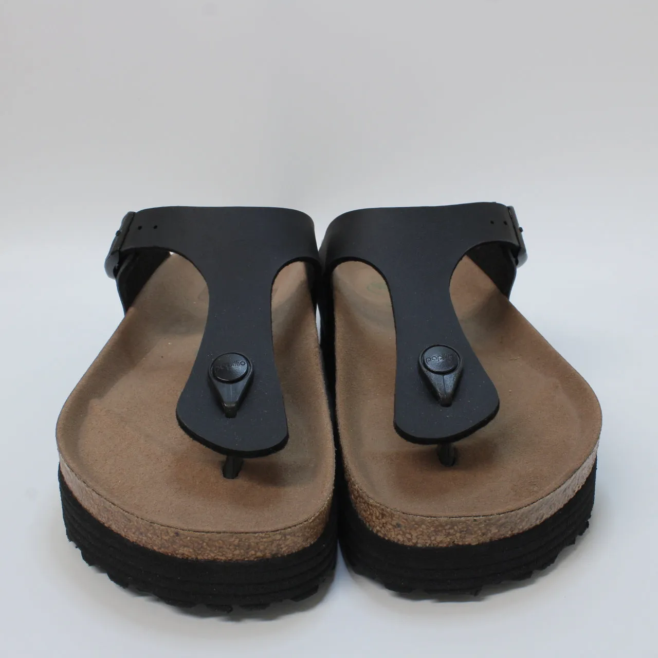 Womens Birkenstock Papillio Gizeh Platform Black Vegan