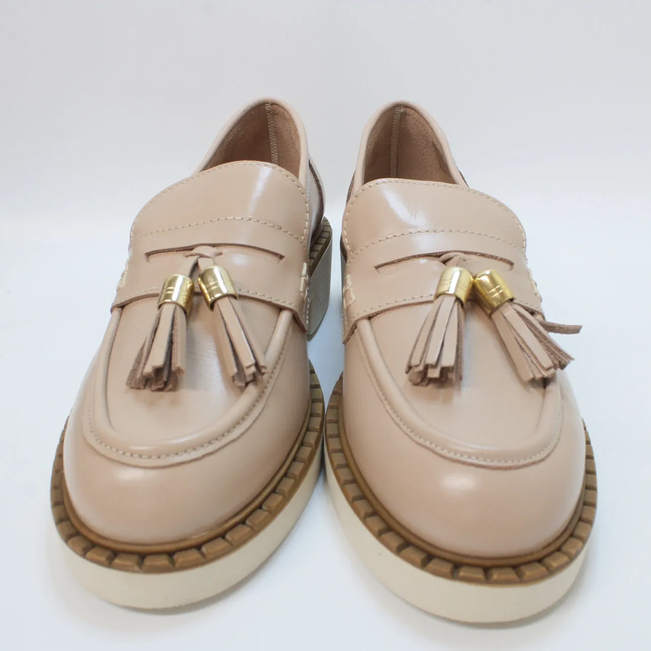 Womens Office Fable Chunky Loafers Nude Leather