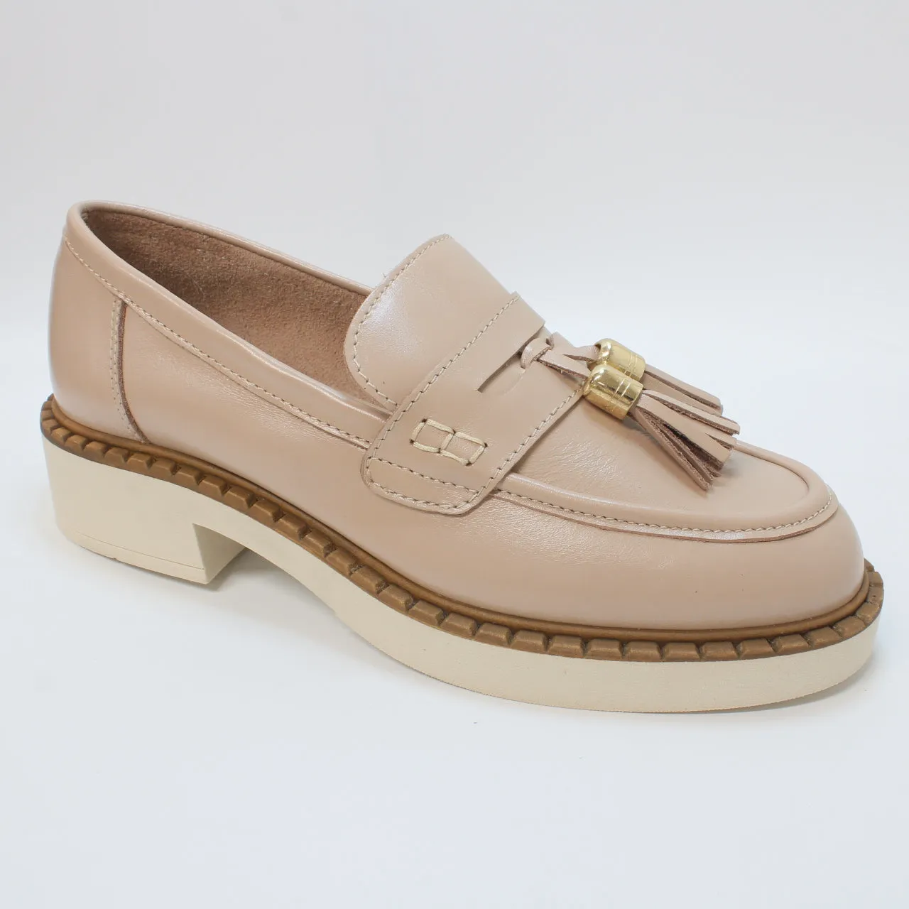 Womens Office Fable Chunky Loafers Nude Leather