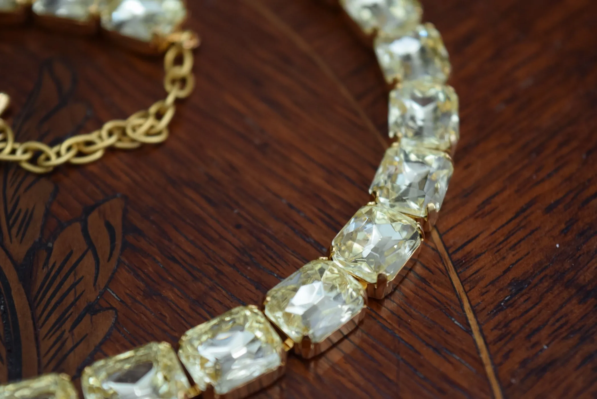 Yellow Citrine Crystal Collet Necklace - Small Octagon